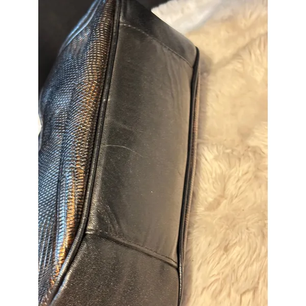 Jones New York Vintage Bronze Lizard Embossed Leather Crossbody Bag Kiss Lock - Image 9