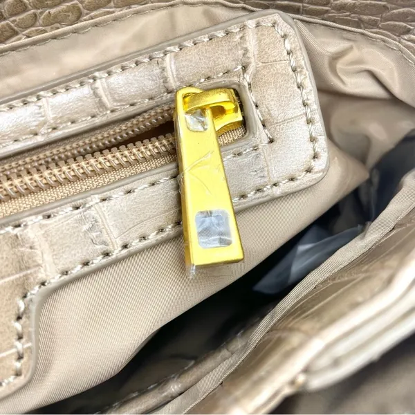 Fawn Design The Bamboo Shoulder Bag in Latte Faux Croc Purse Limited Edition NEW - Image 12