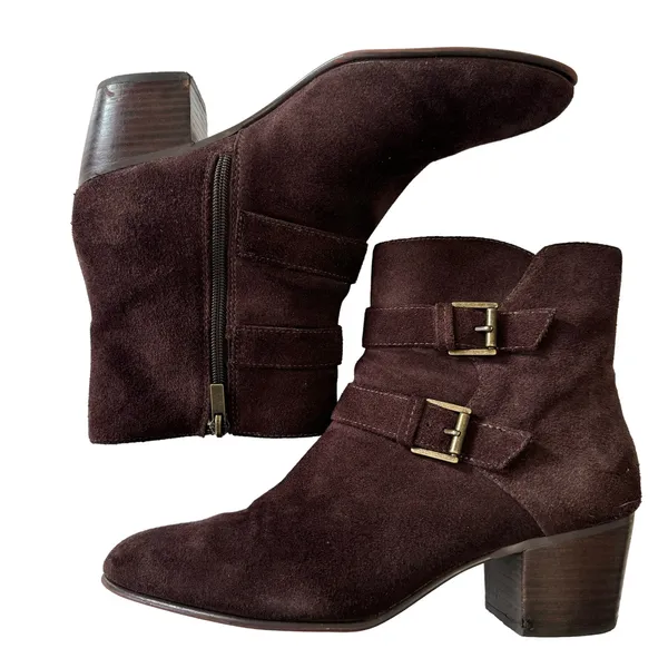 Clarks Artisan Womens Ceara Chloe Buckle Booties Brown Suede Casual size 10 - Image 5