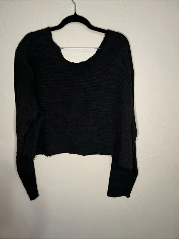 Budweiser‎ 76 Black Raw Hem Off Shoulder Oversized Thermal Graphic Crop Top - Image 7