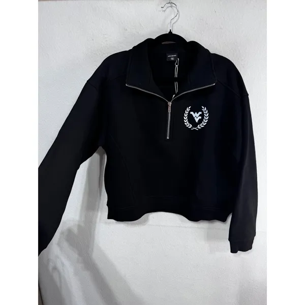 Hype and Vice Crop XL Black West Virginia WVU Half Zip Sweatshirt Collegiate New - Image 2