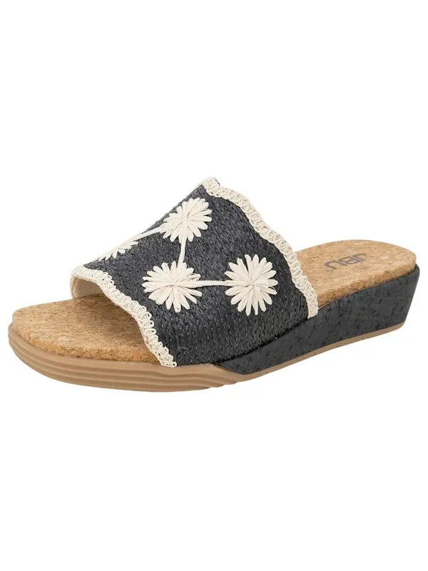 NWT JBU By Jambu Comfort Casual Fashion Slip On Wedge Sandal Black / White 9.5M - Image 6