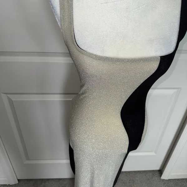 Black and Silver Shimmer Maxi Dress Size XS - Image 5