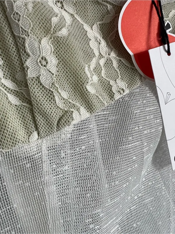 CIDER Lace Bust Sheer Slip Dress in Light Sage and white - Image 5