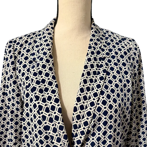 Cartonnier Anthropologie Navy White Geometric Southmark Blazer Sz M Lightweight - Image 3