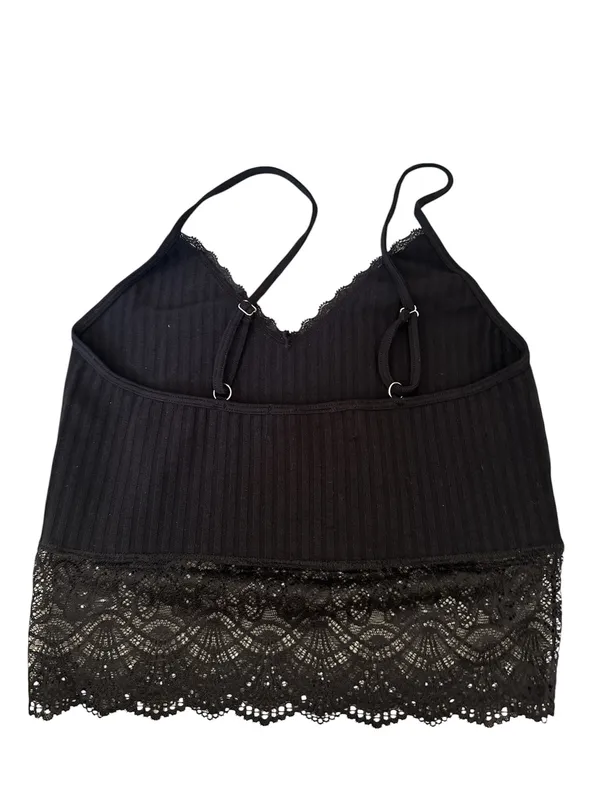 Carly Jean Los Angeles Black Unlined Lace Bralette One Size Adjustable Straps - Image 2