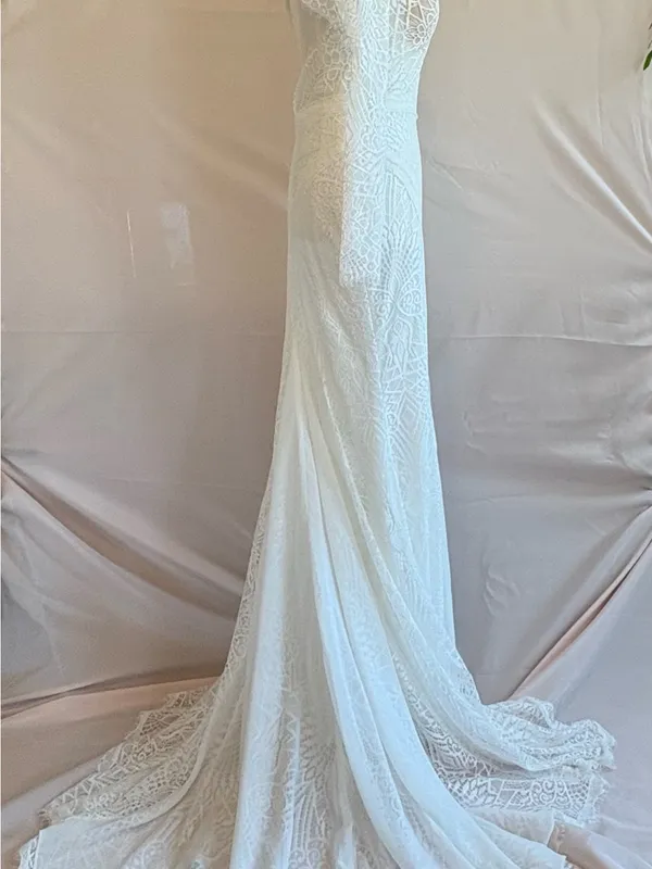Ivory Long-Sleeve Lace Mermaid Wedding Gown - Image 6