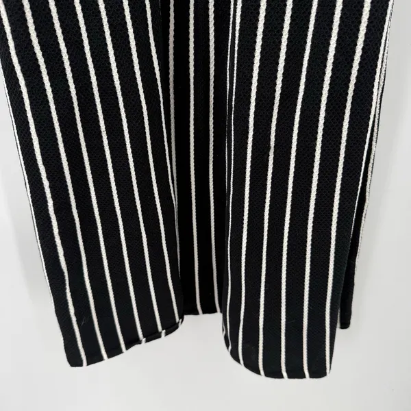 Banana Republic Dress Women's Medium Square Neck Knit Midi Black White Stripe - Image 6