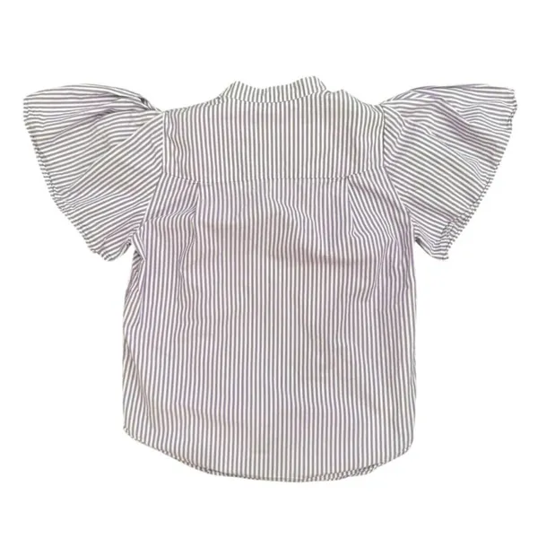 Adam Lippes x RTR Tie Neck Stripped Top in White/Purple, Size US 4​ - Image 8