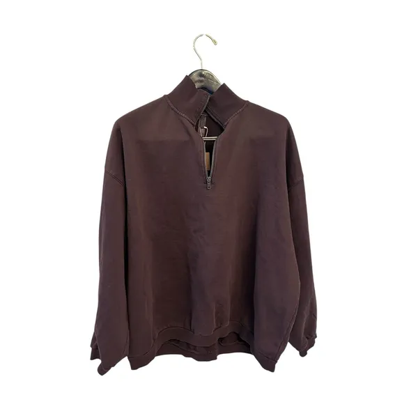 SKIMS Oversize Fleece Half Zip Pullover in Espresso small NWT - Image 5