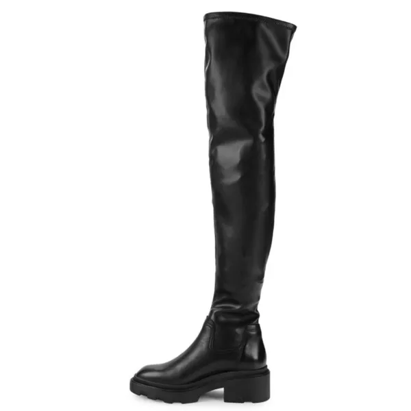 Ash Manny Over-The-Knee Biker Boots Black Thigh-High Leather Chunky Combat Edgy - Image 3