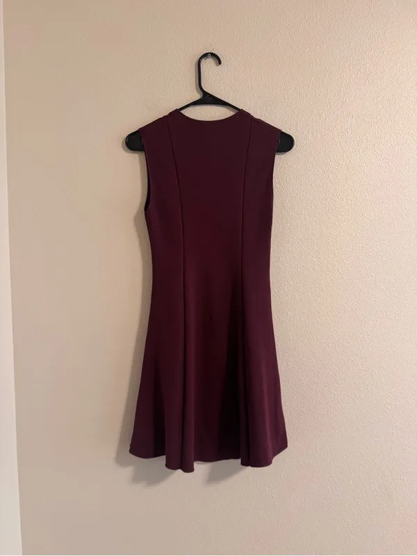 Zara Sleeveless Fit-and-Flare Dress in Wine - Image 3