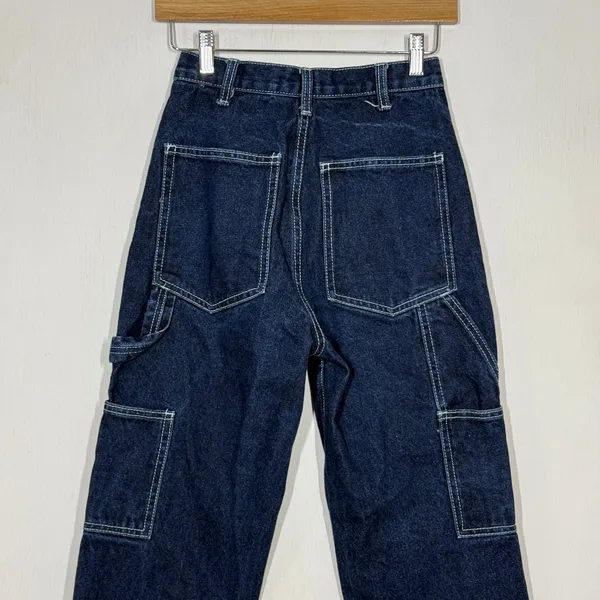John Galt Ariana High Waist Loose Carpenter Jeans Small Blue Denim Utility Baggy - Image 7