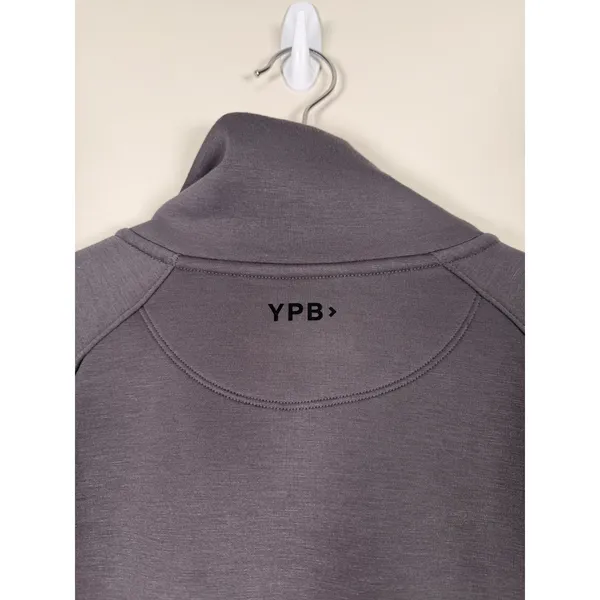 YPB Your Personal Best Womens‎ Gray Full Zip Cropped Jacket Mock Neck Medium - Image 4
