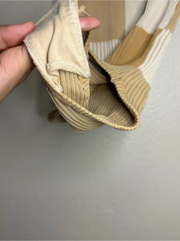 Free people color duo beige brown earthy fall color block boho chic XS - Image 6