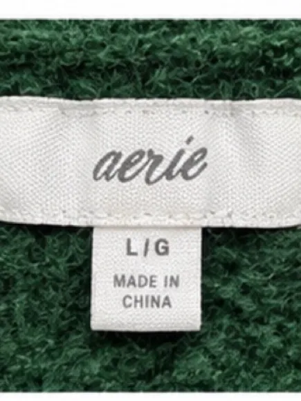 Aerie Size Large Green Textured V-Neck Oversized Sweater - Image 4