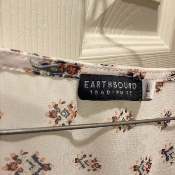 EARTHBOUND Bohemian Floral Blouse - White and Orange - Image 3