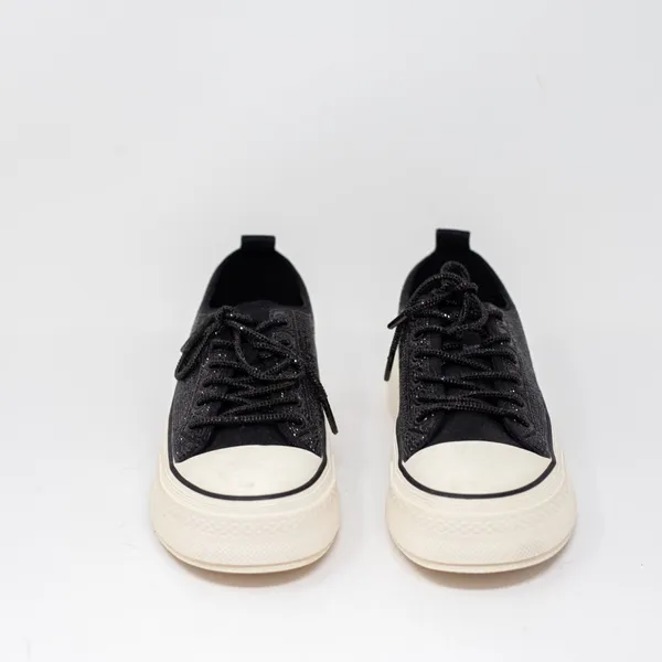 Azalea Wang Revival Rhinestone Crystal Jewel Platform Sneakers Shoes Black 7.5 - Image 2