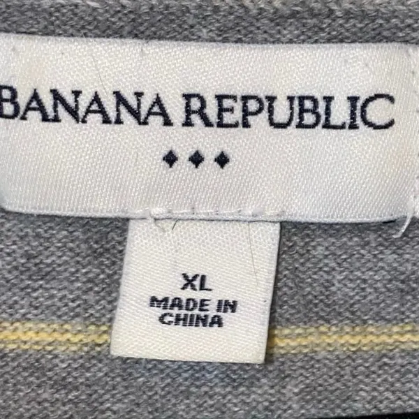 Banana‎ Republic Factory Thermal Shirt XL Gray Striped Long Sleeve Knit Top - Image 3