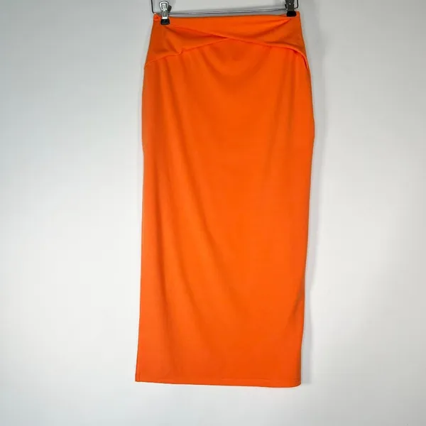 Hey Samy Tessa Orange Cropped Top Midi Bodycon Two Piece Skirt Set Womens L NWT - Image 7