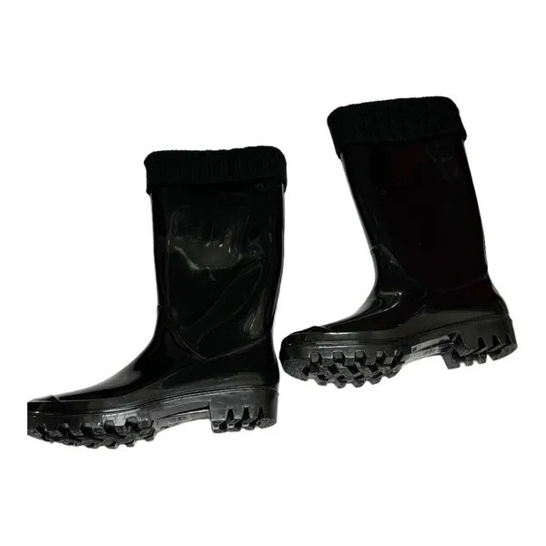 dav Womens Boots Sz 8 US 38 EU Black‎ Rain Boots Sweater Trim Fleece Inside NEW - Image 3