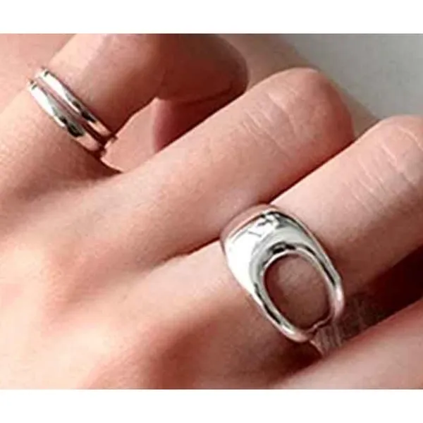 Boutique NEW‎ UNIQUE SILVER ABSTRACT RING, OPEN RING, SILVER ADJUSTABLE RING, UNISEX RING - Image 2