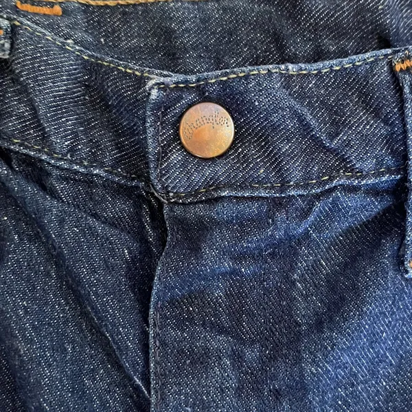 Vintage Wrangler High-Rise Tapered Straight Leg Blue Denim Jeans Made in USA L - Image 5