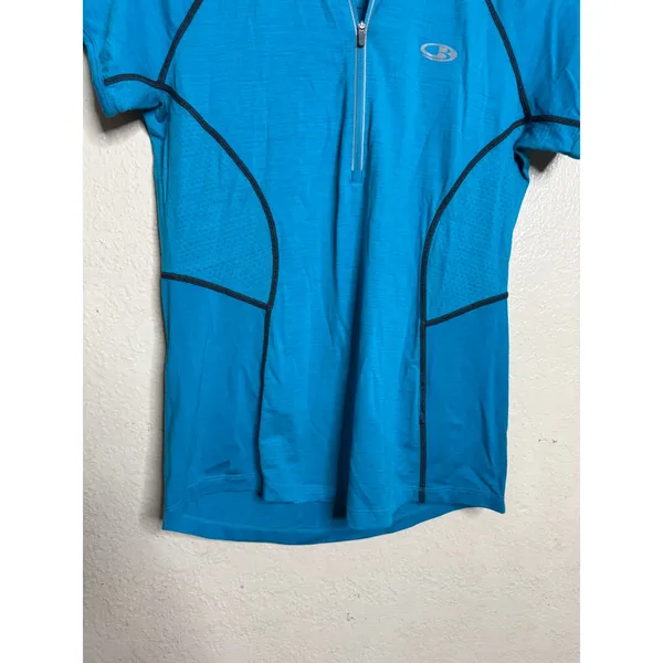 Icebreaker GT 150 Ultralite Merino Wool Half Zip Cycling Top Women’s M Blue - Image 7