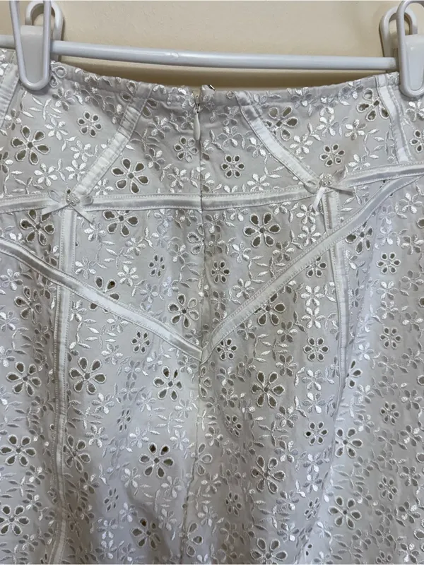 For Love and Lemons White Unlined Sophie Eyelet Skirt Mini Small Bachelorette - Image 8