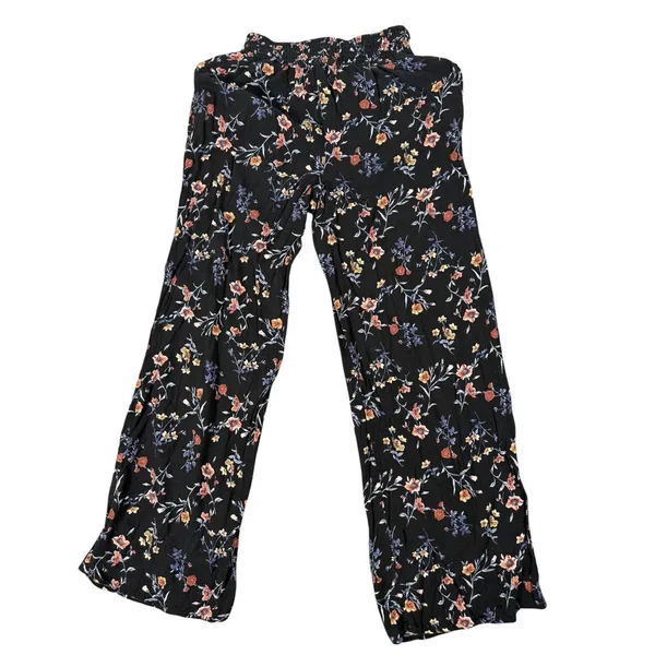 Lived To Be Spoiled Pants Womens M Black Floral Wide Leg Smocked Tassel Boho - Image 6