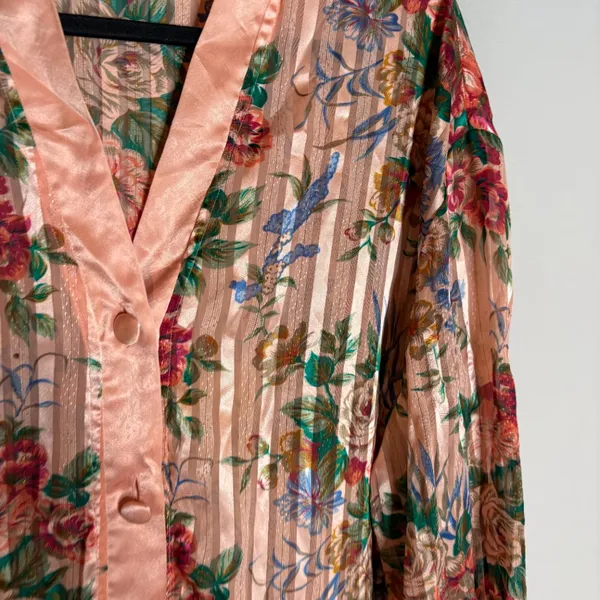 Vtg Gold Label Victoria's Secret floral striped sleep shirt - Image 2