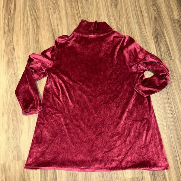 J. Jill Pure Jill Burgundy Velvet Velour‎ Long Sleeve Size XL Cowl neck Tunic - Image 2