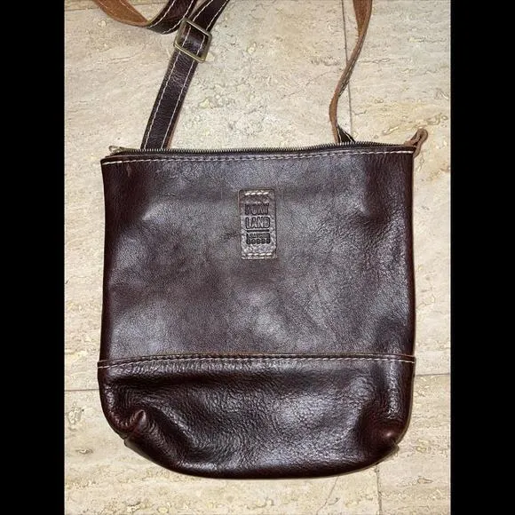 Portland Leather Goods Brown Crossbody‎ hobo Bag Purse 8.5”x9” - Image 2