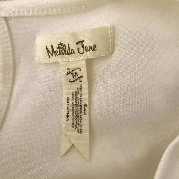 Matilda Jane Bocce Ball‎ Blouse White Flutter Sleeve Floral Lace Size Medium - Image 3