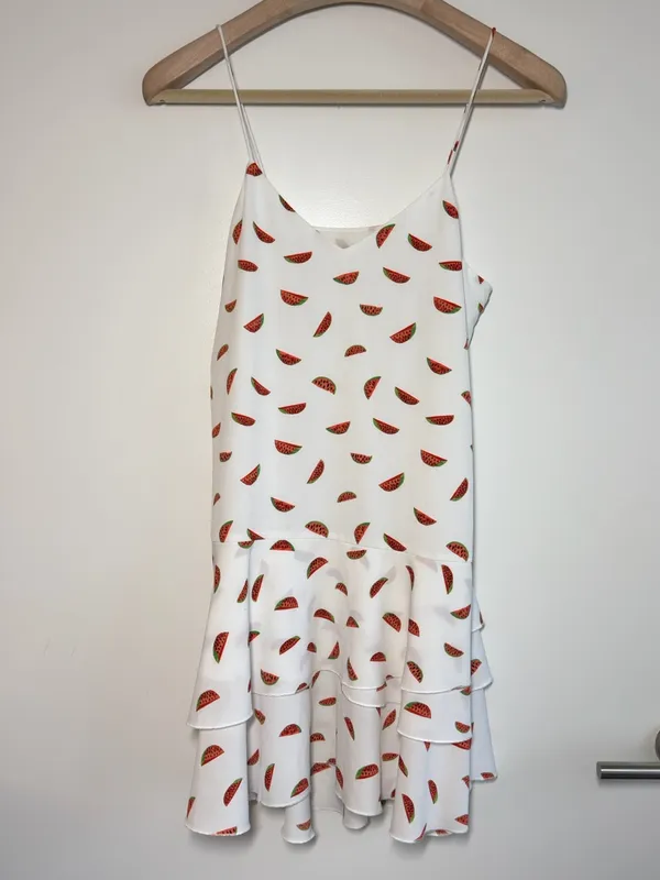 Cooper & Ella Jessica Watermelon Ruffled Dress White Red Print Size S - Image 4