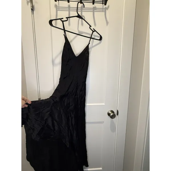 Women’s Bardot Arella Dress Asymmetrical High Low Open Back V Neck Black 8 M - Image 4