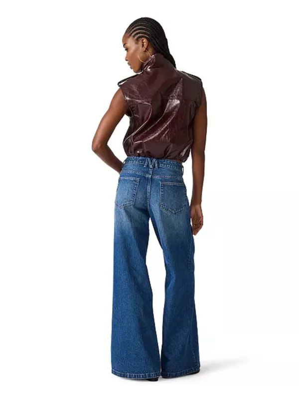 Steve Madden Glossy Burgundy Faux Leather Zip-Up Vest - Image 3