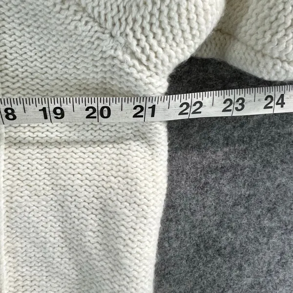 Lands End Sweater‎ Womens L Petite Cream Cable Knit Fisherman Turtleneck Cozy - Image 6