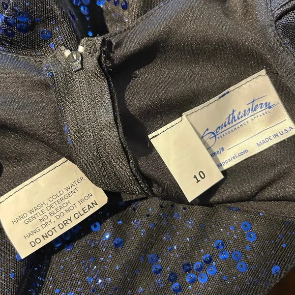Black Dress Blue Sequin Formal USA Southeastern Performance Apparel SZ 10 LBD - Image 8