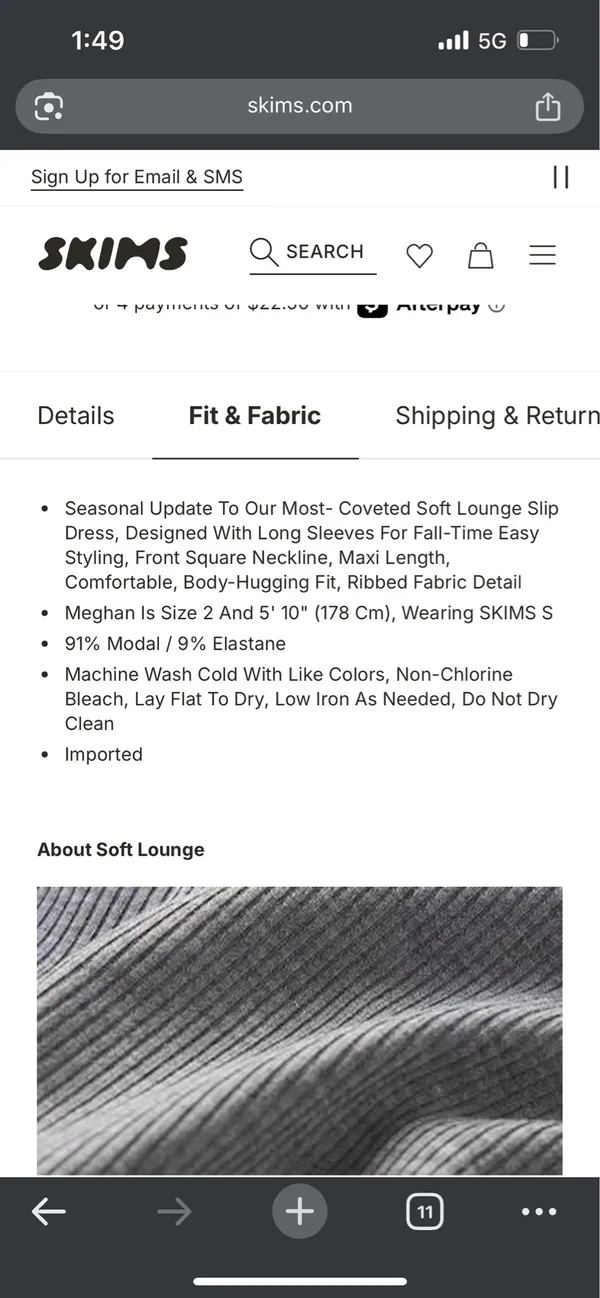 Skims Soft Lounge Long Sleeve Dress M Onyx Black - Image 7