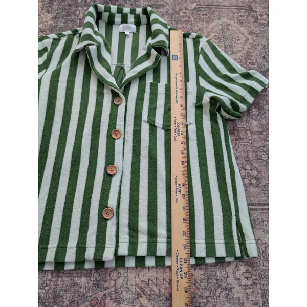 Alice Pearl Brooklyn Weekend‎ Top in Green Stripe Size Large Womans - Image 7