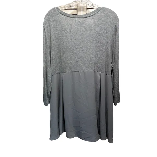 Metaphor Gray Blouse Size XL 3/4 Sleeve Chiffon‎ Back Scoop High Low NWT - Image 5