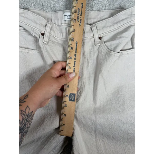 Abercrombie & Fitch Ultra High Rise 90's Straight Jeans Ecru 29/8r Curve‎ Love - Image 8