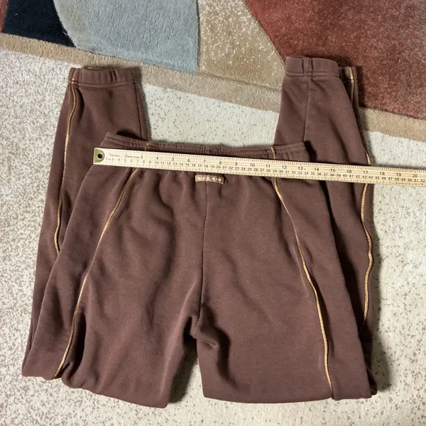 Nike Air Fleece Gold Piping Joggers Womens Small Brown Sweatpants DQ6563-259 - Image 6