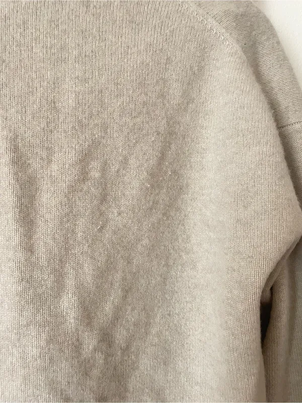 NAADAM Signature Cashmere Cropped Polo Sweater Oatmeal XS - Image 7