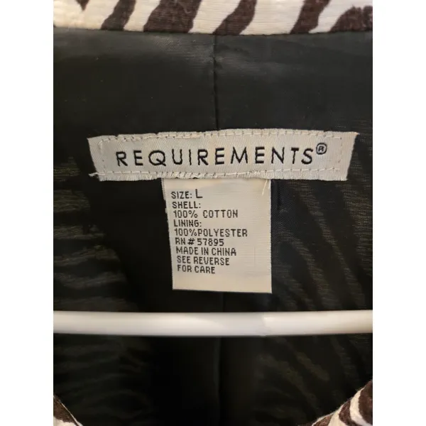 Requirements Vintage Zebra Print Jacket Womens L Brown Cream Animal Y2K - Image 3