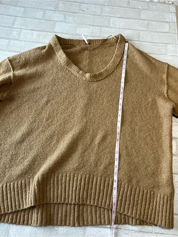 Free People Brookeside Women's Oversized Sweater Tan Size XL - Image 5