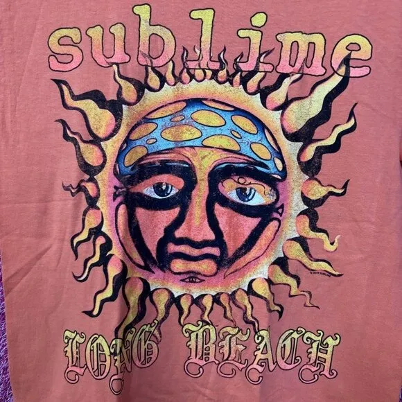 Sublime Monochrome Orange Logo Rock Tee size small - Image 2