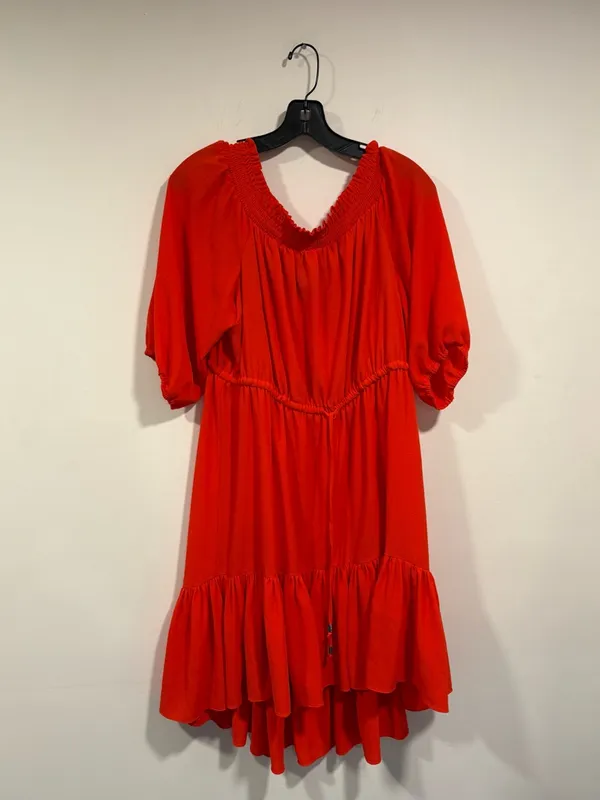 Vince Camuto Red Smocked V-Neck Tiered Mini Dress - Image 2