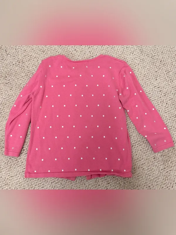 Vintage 90s Baxter & Wells Pink Polka Dot Cotton Cardigan Sweater Small Y2K‎ - Image 5